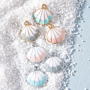 Mini Shell Pendants Ocean Series Alloy Enamel Drip Oil Charms For DIY Jewelry Making Necklaces Bracelets Earrings