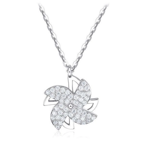 S925 silver spinning windmill necklace for women with micro-set cubic zirconia stones
