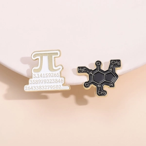 Pi Symbol Caffeine Molecule Enamel Brooch Pin Zinc Alloy Math Science Chemistry Jewelry For Student Teacher Geek Gift