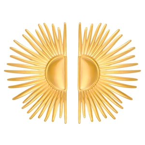 Elegant gold geometric sunburst earrings made of stainless steel with a radiant design