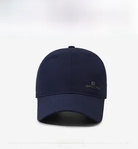 Detail view of the navy blue quick-dry baseball cap with R SPORTS logo print