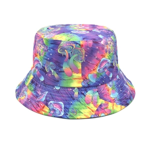 Chapeau Bob À Imprimé Champignon Psychédélique Polyester Large Bord Protection Solaire Casual Extérieur Festival