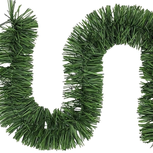 50ft green Christmas tinsel garland with realistic pine texture for festive decoration