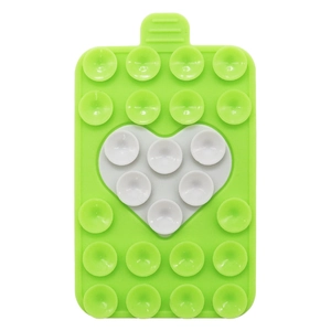 Dual-sided silicone heart suction phone mount in vibrant green and white color