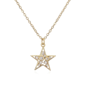 Minimalist 18K gold plated star pendant necklace with sparkling cubic zirconia crystals