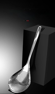Macro view of 304 stainless steel skimmer spoon with integrated design and hanging hole