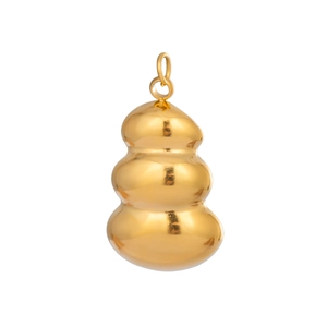 Detailed view of a triple-sphere 18K gold plated stainless steel pendant for DIY jewelry