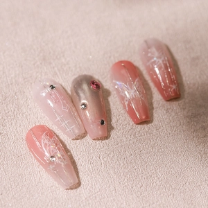 Pink and silver gradient star butterfly 3D embossed nail art stickers on fabric