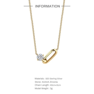 925 sterling silver paperclip necklace with AAAAA zirconia on a clean white background