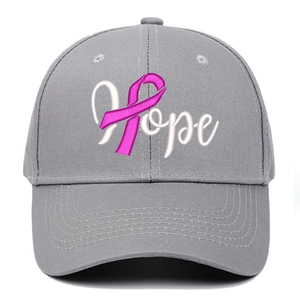 Casquette grise avec broderie Hope et ruban rose de sensibilisation au cancer du sein