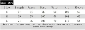 Detailed size measurement chart for vintage sequin shirt and shorts casual set in centimeters