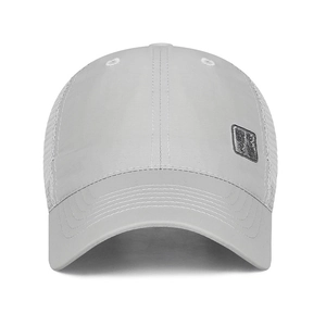 Light gray breathable mesh baseball cap with side embroidery for sun protection