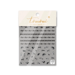 Japanese style black thorn and ink splash nail art stickers on ultra-thin flexible film