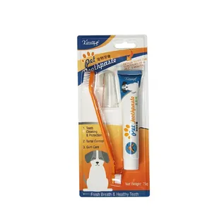 75g strawberry pet toothpaste set with dual-head brush and silicone finger toothbrush