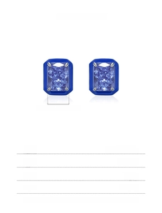 Detailed specs for s925 silver blue rectangular stud earrings with size measurements