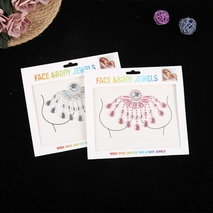 Sparkling silver and pink acrylic rhinestone body jewels for festival rave and party makeup