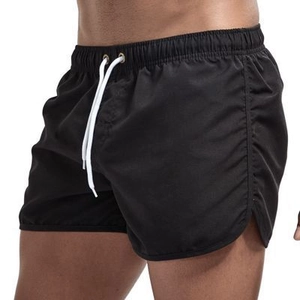 Short de bain de sport noir pour homme avec cordon blanc et tissu à séchage rapide