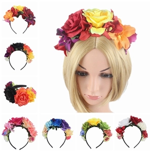Halloween Kunstmatige Roos Bloem Hoofdband Vintage Gothic Schedel Decoratieve Haarrand Vrouwen Feest Vakantie Fotografie Accessoires