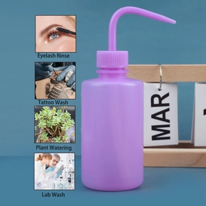 Flacon de rinçage violet avec embout courbé pour cils, tatouages et arrosage