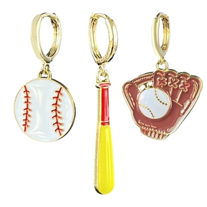 Orecchini A Cerchio Tema Sportivo Lega Smalto Baseball Basket Pallavolo Gioielli Per Donna