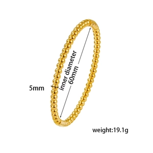Polierter 18K vergoldeter Perlenarmreif mit 60mm Innendurchmesser und 5mm Perlen