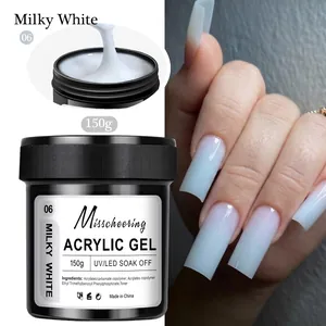 Texture detail of 150g milky white nail extension gel and finished gradient effect