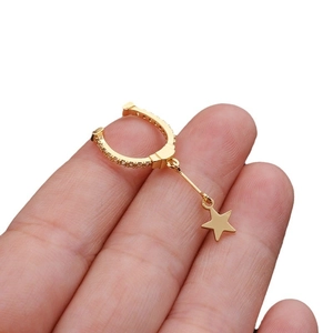 Gold star drop ear cuff with micro-pave zircons and horseshoe design for women