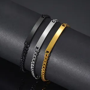 Drei Farben Titanstahl ID-Armbänder in Gold, Silber und Schwarz mit Panzerkette
