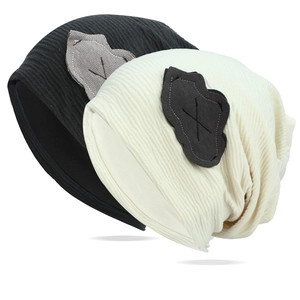 Slouchy Beanie Knit Hat For Women Winter Warm Acrylic Cloud Patch Ribbed Skull Cap Casual Outdoor