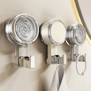 Vacuum suction cup wall hooks for towels and robes in kitchen or bathroom decor