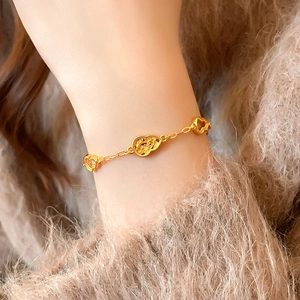 Hohlkürbis Blumen Armband Vergoldetes Kupfer Filigran Verstellbarer Schmuck Für Frauen Neuer Chinesischer Stil