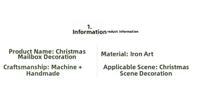 Detailed specifications of iron Christmas mailbox decoration with craft process info