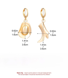 Détails des boucles d'oreilles chapeau et botte de cowboy avec dimensions précises