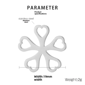 Detail van 19mm roestvrijstalen holle hart hanger met afmetingen en specificaties