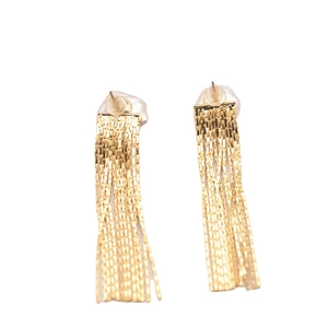 925 silver natural pearl long fringe tassel earrings in gold plating for women