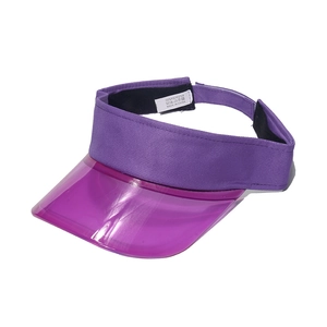 Purple transparent TPU sun visor hat with adjustable 100% polyester strap for sports