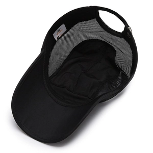 Atmungsaktive schwarze Mesh-Baseballkappe für den Sommer mit verstellbarem Riemen