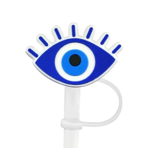 Μπλε Evil Eye κάλυμμα σιλικόνης για καλαμάκια Stanley επαναχρησιμοποιούμενο πώμα σκόνης