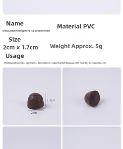 Detaillierte Maße der 2cm realistischen PVC Schokohalbkugel für DIY Kuchen- und Dessertmodelle