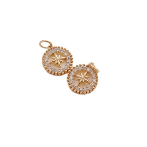 14K gold plated bee angel star pendant with sparkling cubic zirconia inlay for DIY jewelry