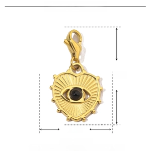 Detailed size parameter of heart-shaped stainless steel pendant with natural black stone