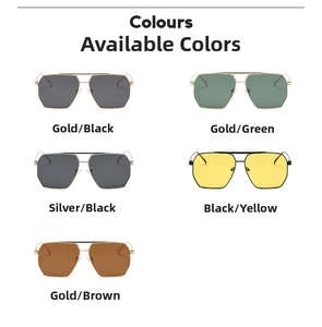 Detailed grid of navigator sunglasses showing various frame and lens color options