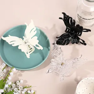 Large Butterfly Hair Claw Clip Hollow Bionic Wing Plastic Resin Non Slip Shark Clip Elegant Fashion Hair Accessory For Women