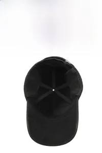 Detail view of thickened fleece lining and ear protection flaps on black winter baseball cap