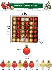 Detail view of 36pcs Christmas ball ornaments in mixed textures including matte and glitter