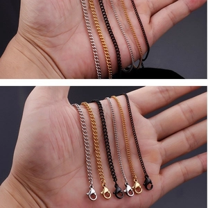 Minimalist 18K gold titanium steel necklace chain for men and women in gold silver and black