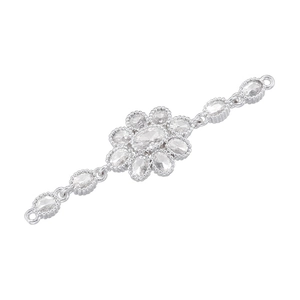 Silver triple flower connector with zircon inlay for handmade DIY jewelry bracelets