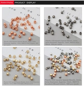 Macro detail of 3mm square CCB plastic spacer beads for DIY jewelry in multiple colors