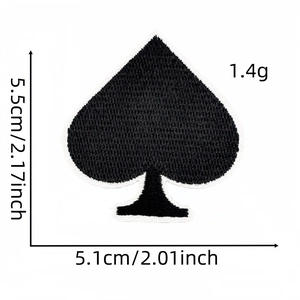 Detailed view of Ace of Spades embroidery patch with precise size and weight dimensions