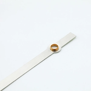 Modern minimalist luminous metal clock hands with silver finish and golden center bushing